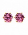 Efulgenz 14k Yellow Gold Plated Solitaire AAA Cubic Zirconia CZ Stud Earrings Jewelry Gift for Her - Pink - CC12N2K8QX8