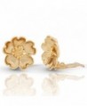 JanKuo Jewelry Gold Plated Matte and Shining Finish Flower Shape Petals Clip On Earrings - CE117N1120N