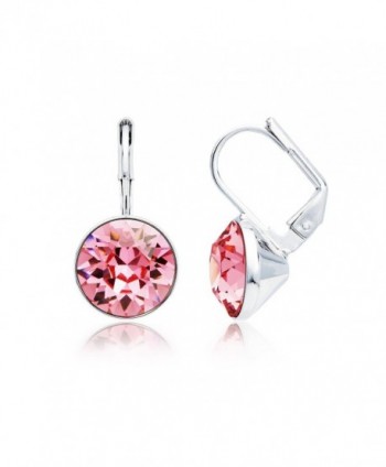 MYJS Bella Rhodium Plated Mini Drop Earrings with Light Rose Pink Swarovski Crystals - CA1230NHW01