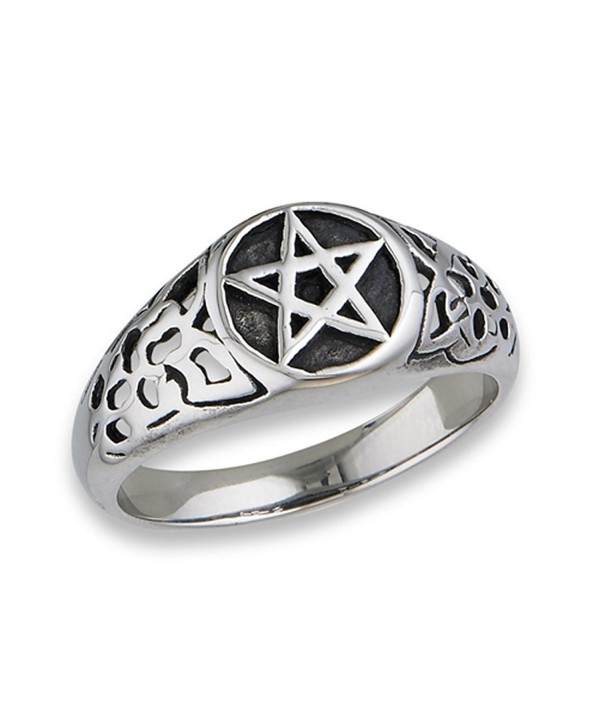Filigree Pentagram Star Cute Fashion Ring New Stainless Steel Band Sizes 7-12 - CU1827L06YS