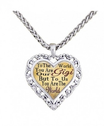 Gigi You Are The World To Us Silver Chain Necklace Heart Jewelry Grandmother - C512BP1YP2D