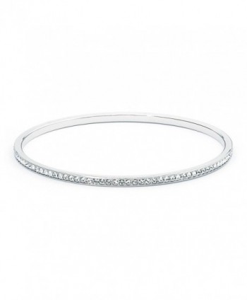 MYJS Ready Rhodium Plated Magic Bangle Bracelet with Clear Swarovski Crystals - CW1230MVL3V
