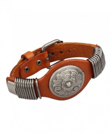 Leather Round Adjustable Bracelet for Men Women - CZ128HQHDVJ