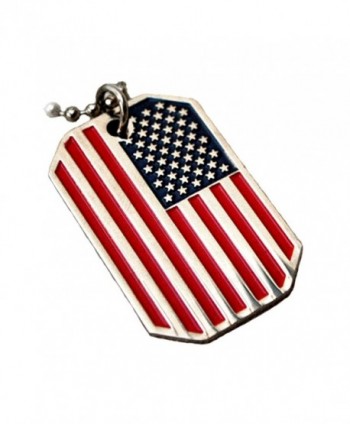 USA FLAG PENDANT AMERICAN OLD GLORY STARS STRIPES DOG TAG BALL CHAIN NECKLACE US - CF115G32QCD
