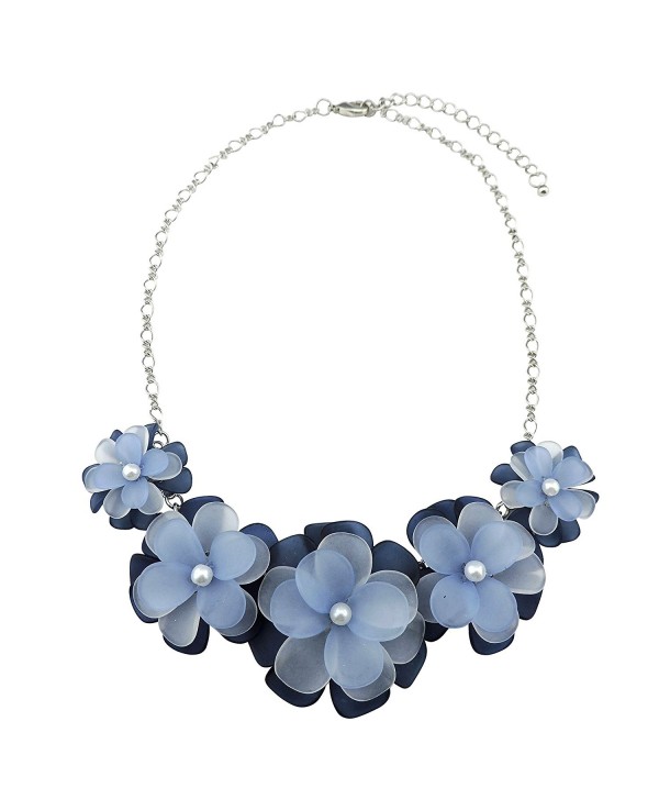 BOCAR Newest Blue Acrylic Flower Alloy Statement Choker Necklace for Women - NK-10241 - C112MZDN9RA