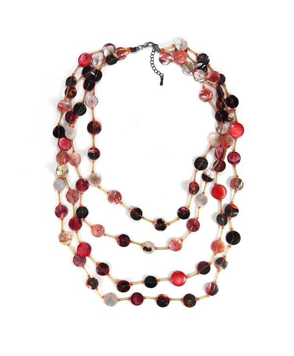 Red Tone Beauty Mother of Pearl Handmade Necklace - CY11H6PA4Q3