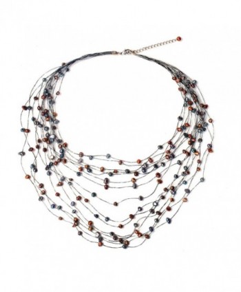 NOVICA Dyed Cultured Freshwater Pearl Multi-strand Necklace- 18" with 2" Extender- 'Honey Shadow' - CG11446I3RP