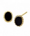Natural Oval-Cut Onyx Stud Earrings in 14k Yellow Gold - CN11AF4FRPP