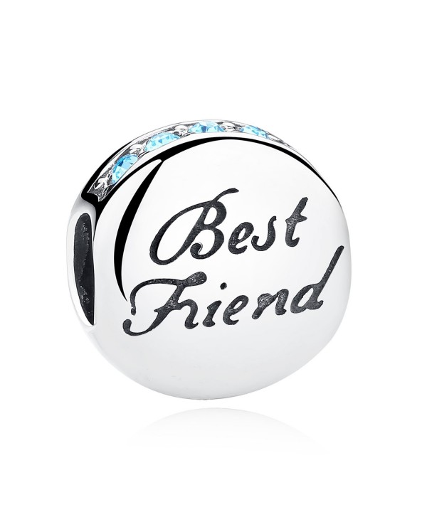 Friendship "Best Friend" BFF Claddagh Charms Bead Blue Crystals Birthstone Charm Fit Snake Chain Bracelet - CH188I4A4S5