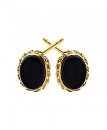 Natural Oval Cut Onyx Earrings Yellow