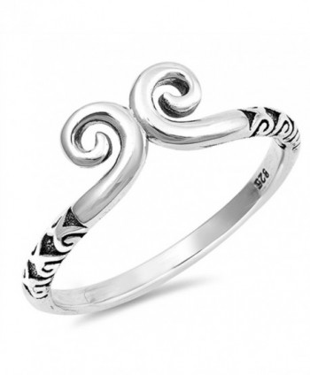 Celtic Swirl Double Wave Fashion Ring New .925 Sterling Silver Band Sizes 5-10 - CJ183GHAIEL