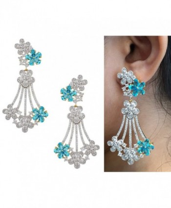 Swasti Jewels Women's American Diamond CZ Zircon Fashion Traditional Ethnic Jhumkas Earrings - Blue - C912BP6NYKH