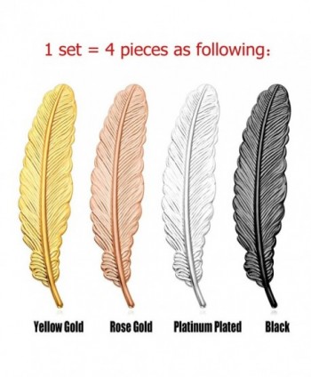 U7 Gentlemen Brooches Feather Accessories - 1 gold + 1 platinum + 1 rose gold + 1 black - C312J2O6N0R