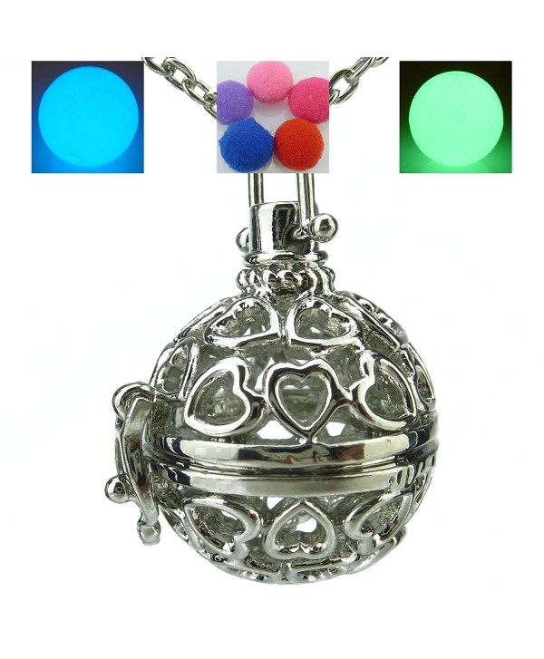 Noctilucence Glow Heart Locket Necklace Cage Fragrance Essential Oil Aromatherapy Diffuser - CS121O1ZBW7
