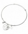 925 Sterling Silver Love in My Heart Cz Crystal Charm Adjustable Cuff Bangle - CW129IMCEIN
