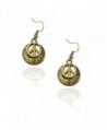 Engraved Antiqued Gold Peace Sign Drop Earrings - CP185T204WS