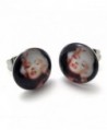 KONOV 2pcs Stainless Steel Marilyn Monroe Round Stud Earrings- 1 Pair - CC11CPOML1H