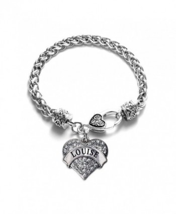Louise Pave Heart Charm Bracelet Silver Plated Lobster Clasp Clear Crystal Charm - C1123I3V6XR