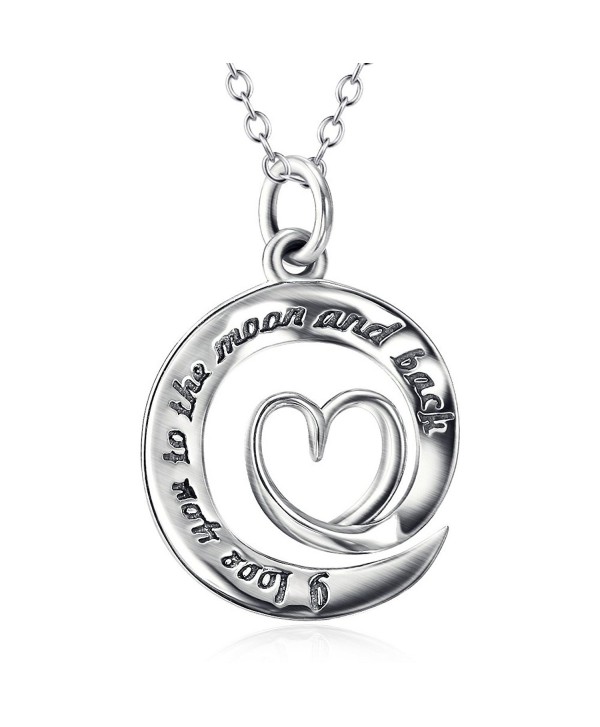 I Love You to the Moon and Back Love Heart Pendant Necklace- 18" - C012026XWFD