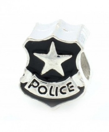 Pro Jewelry Black Police Badge Bead Compatible with European Snake Chain Bracelets - C612NUHGD46