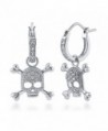 BERRICLE Rhodium Plated Sterling Silver Cubic Zirconia CZ Skull Bones Fashion Dangle Drop Earrings - CO129C9Z4J3
