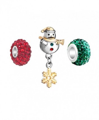 CharmSStory Christmas Snowman Snowflake Charms Simulated Birthstone Beads For Bracelet - Red - CG12N3VWJRP
