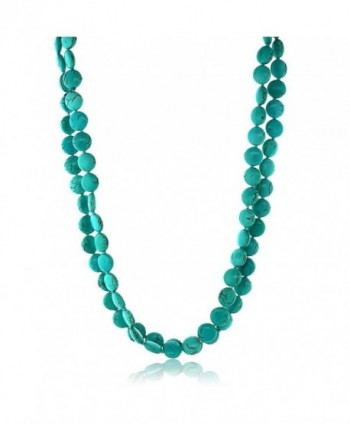 Handmade 48" Long Pebble Shape Simulated Turquoise Necklace - CJ12FUVEQJV