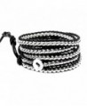 39" Rhiannon Black Leather Silvertone Bead Wrap Bracelet- Adjustable 5x Wrap in Gift Box - CX117GHAAMX