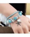 European Leather Bracelet Starfish Aquamarine in Women's Wrap Bracelets