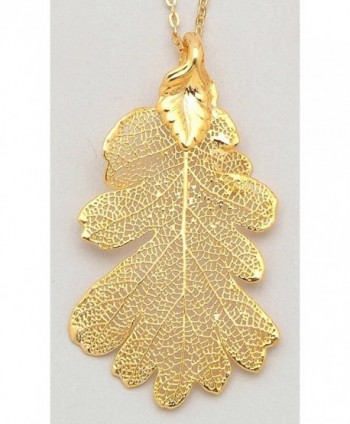 24k Gold Dipped Oak Leaf with Gold-Plated Chain - CQ11P85PRWP