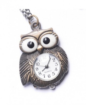 81stgeneration Women's Brass Vintage Style Owl Pocket Watch Chain Pendant Necklace- 78 cm - CY1107P9OYN