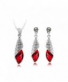 Signore-Signori Austrian Crystal 18k White Gold Plated Water Drop Jewelry Set Earrings Pendant - Red - CR11HX2GYKZ