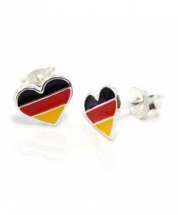 Pro Jewelry .925 Sterling Silver "German Flag Heart" Stud Earrings for Women & Children EES APS 1115 - CX11KGCMNEZ