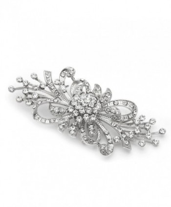 Mariell Vintage Spray Bridal Crystal Brooch Pin - Top Selling Antique Silver Rhinestone Fashion Brooch - CR123A55CBT