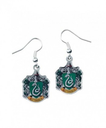 Official Harry Potter Silver Plated Slytherin Crest Drop Earrings on Harry Potter Card - CA12EZIT3O3