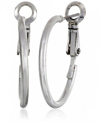 Womens Sterling Silver 2mm Thin Clutchless Hoop Earrings 1.6 inch Long - C5117BET73L