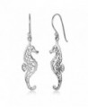 925 Sterling Silver Open Filigree Seahorse Dangle Hook Earrings 1.88 inches - CG12LPM7VCD