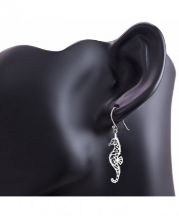 Sterling Silver Filigree Seahorse Earrings in Women's Drop & Dangle Earrings