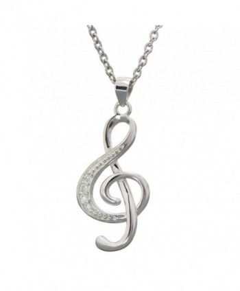 Paialco 925 Sterling Silver Music Note G Treble Clef Charm Pendant Necklace - CC12NU2NTFS