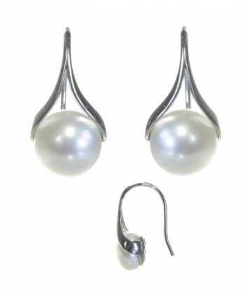 Women's Classical 925 Sterling Silver 10.0mm Freshwater Cultured Pearl Drop Earrings - CS11HU16LZH