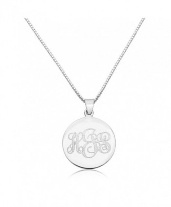 Sterling Silver Women's Personalized Pendant 24mm Three Initial Monogram Engraved Necklace - sterling-silver - C112L9EB53X