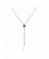 Adjustable Necklace Long Chain Women Necklace Round Zircon Pendant - Green - CL187C23L03