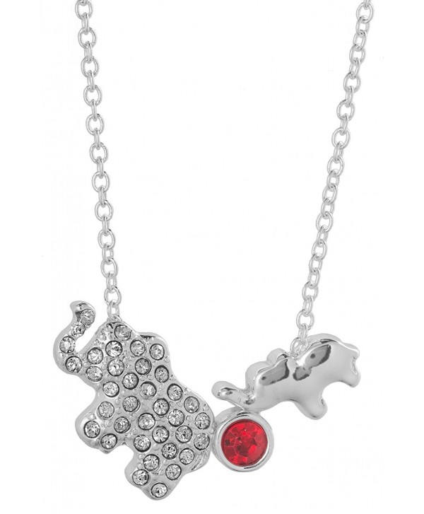 Mother & Baby Elephant Crystal Stone 17" Necklace in a by Jewelry Nexus - Red - CK11DX8NLUT