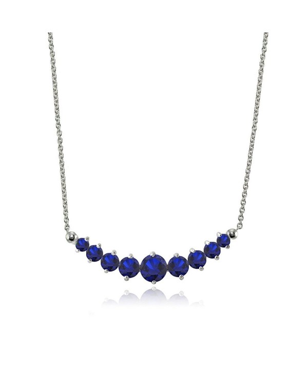 Sterling Created Sapphire Graduated Necklace - Created Blue Sapphire - CV182A95GUN