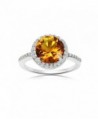 Sterling Silver Simulated Citrine and Cubic Zirconia Round Halo Ring - CW186MS9KMZ