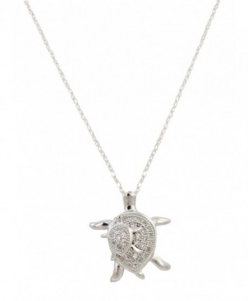 Mom and Baby Sea Turtles Sterling Silver Pendant Necklace - C7182ICW6WG
