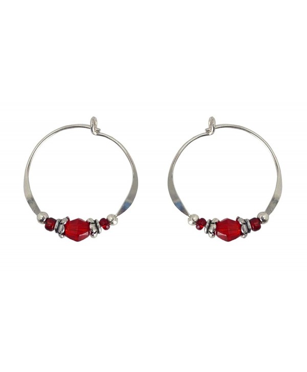 Bali Sky Small Sterling Silver Red Beaded Hoop Earrings SHS011 - CX11LPUMVML