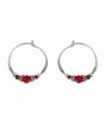 Bali Sky Small Sterling Silver Red Beaded Hoop Earrings SHS011 - CX11LPUMVML