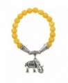 Falari Elephant Lucky Charm Natural Stone Bracelet Yellow Agate B2448-YA - CK12F1GJE3D