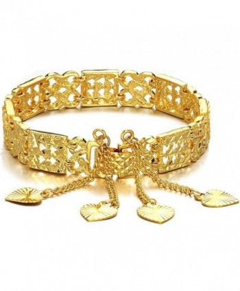 Opk Jewelry 18k Gold Plated Women's Tennis Bracelets Heart Pendants Link Chain Gold Bracelet-6.89 Inch - CE11DCULMH7